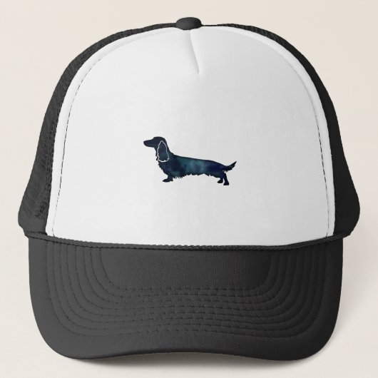 Casquette Aquarelle noire longue hailée Dachshund (Devant)