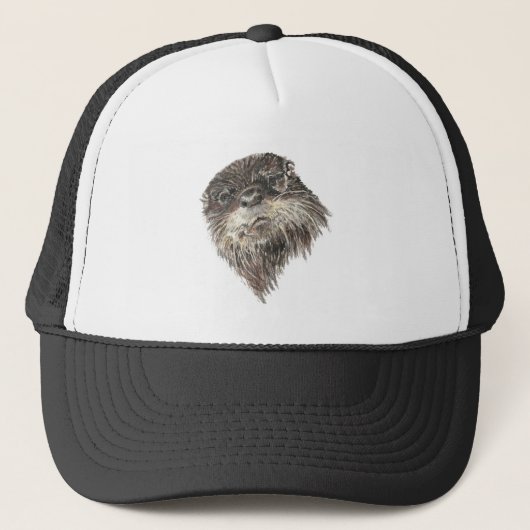 Casquette Aquarelle Otter Animal Faune Nature Art (Devant)