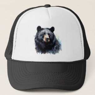 Casquette Aquarelle Ours Noir Animal Faune Nature Art