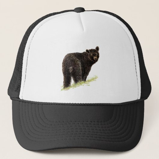Casquette Aquarelle Ours noir Art animal Nature (Devant)