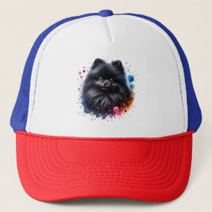 Casquette Aquarelle poméranienne noire