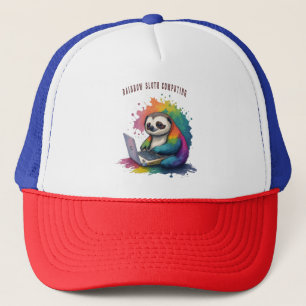 Casquette Aquarelle Rainbow Cute Sloth Computing