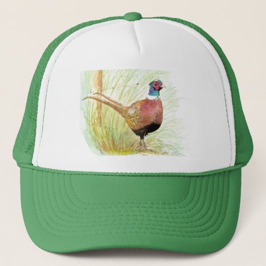 Casquette Aquarelle Rouge Pheasant Caché Jeu Oiseau (Devant)