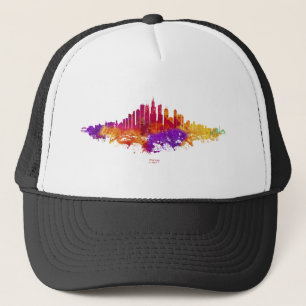 Casquette Aquarelle Skyline de Chicago en blanc