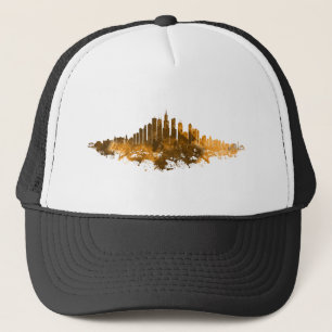 Casquette Aquarelle Skyline de Chicago en orange