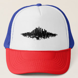 Casquette Aquarelle Skyline de Chicago noir et blanc