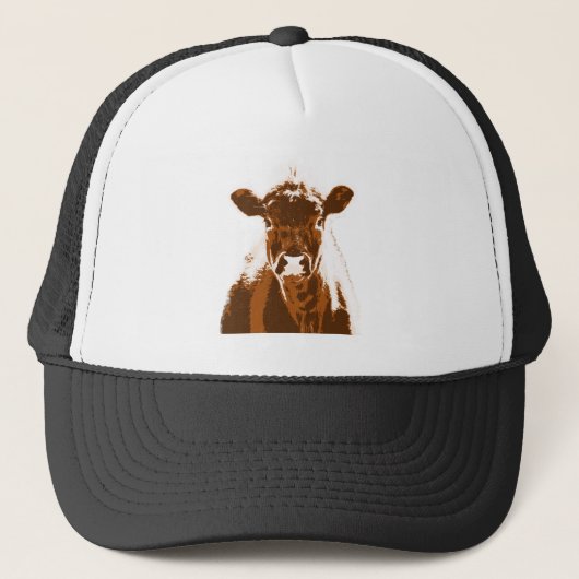 Casquette Aquarelle Vache Brown Ferme Animal Nature Art (Devant)