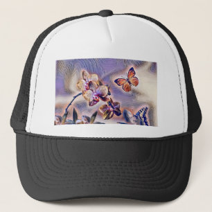 Casquette Aquarelle vintage de fleurs d'orchidées violettes