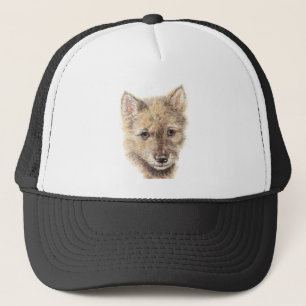 Casquette Aquarelle Wolf Cub Pup Animal Faune Nature Art