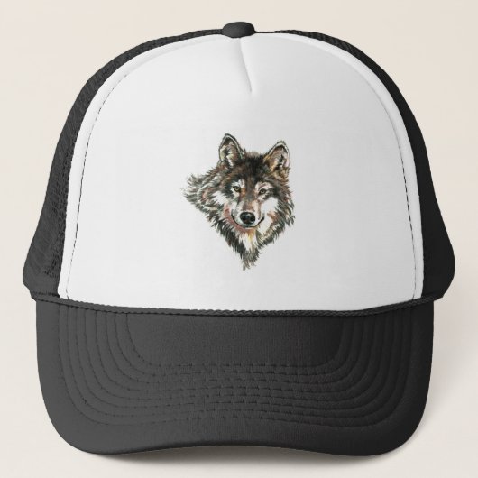 Casquette Aquarelle Wolf Loups Faune Nature Art (Devant)