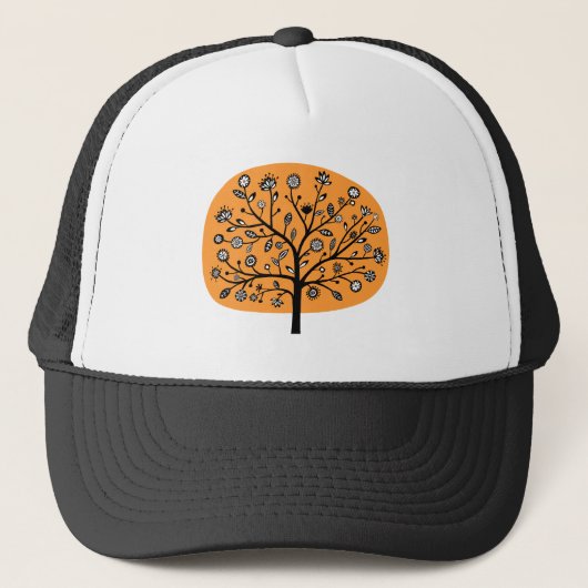 Casquette Arbre à fleurs stylisé - Orange clair (Devant)