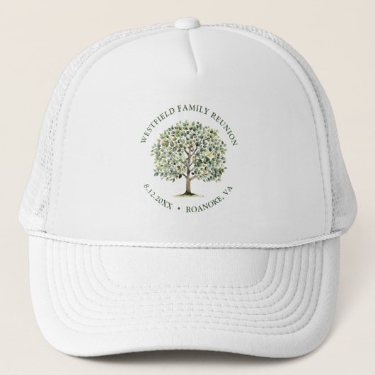 Casquette Arbre d'aquarelle en bois de la Réunion familiale (Devant)