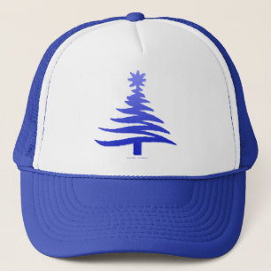 Casquette Arbre de Noël Moderne Pochoir Impression Bleue