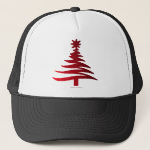 Casquette Arbre de Noël Moderne Pochoir Imprimé Rouge