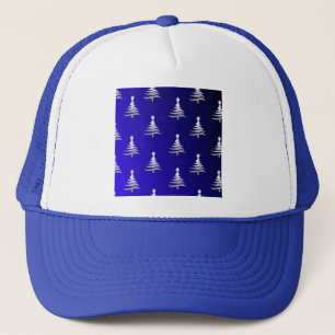 Casquette Arbres de Noël Argent sur Bleu Cobalt