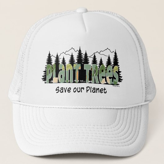 Casquette Arbres plantes, Sûr la planète, Cool blanc (Devant)