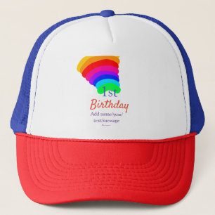 Casquette arc-en-ciel coloré 1er anniversaire ajouter date n