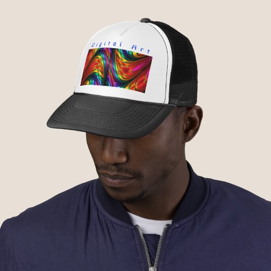 Casquette Arc-en-ciel en soie fractale (En situation)
