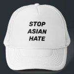Casquette Arrêtez la haine asiatique, noir blanc<br><div class="desc">Stop Asian Hate,  noir blanc chapeau Trucker Stop violence contre les Asiatiques,  Stop Covid 19 Corona virus crimes haineux,  AAPI Communauté</div>