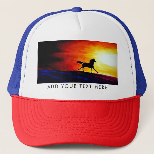 Casquette Art Abstrait Cheval de course Blanc Rouge Bleu Mod (Devant)