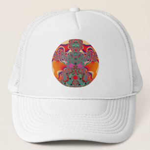 Casquette Art abstrait fractal de méditation rouge