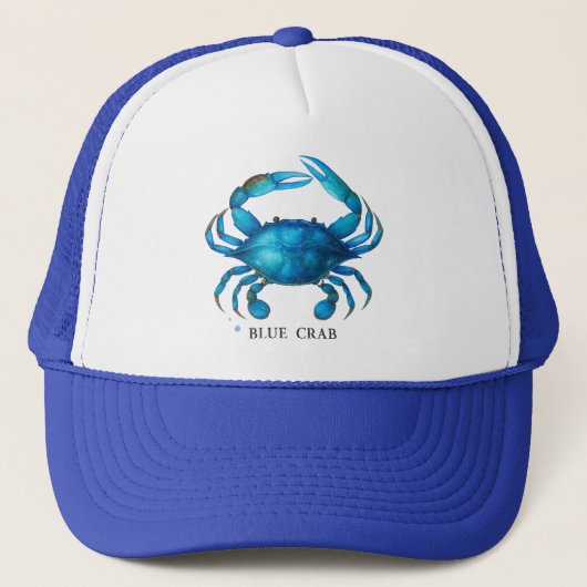 Casquette Art de l'aquarelle du crabe bleu - Vie marine côti (Devant)