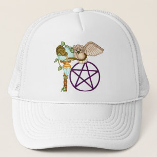 Casquette Art de pixel de hibou, de dragon et de pentagramme
