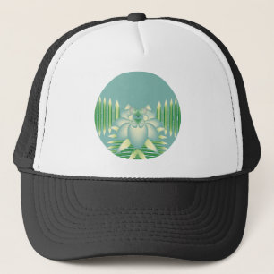 Casquette Art Déco Fleur Fractale Lotus de Menthe