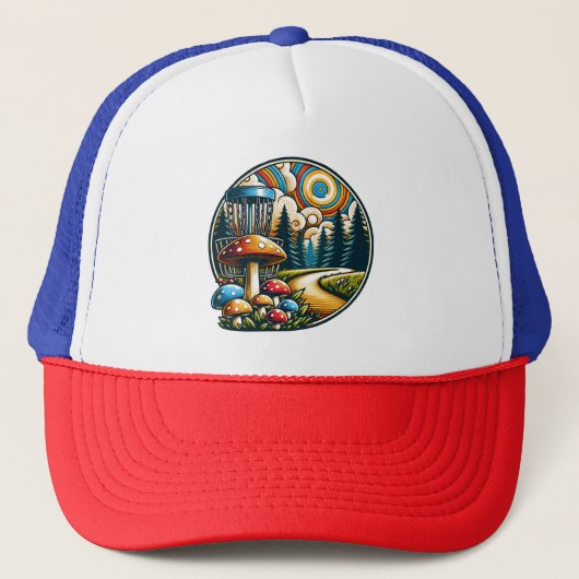 Casquette Art IA Psychédélique Disc Golf Rétro (Devant)