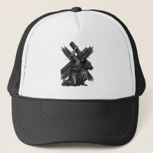 Casquette Art vectoriel chrétien Jésus portant la croix vint