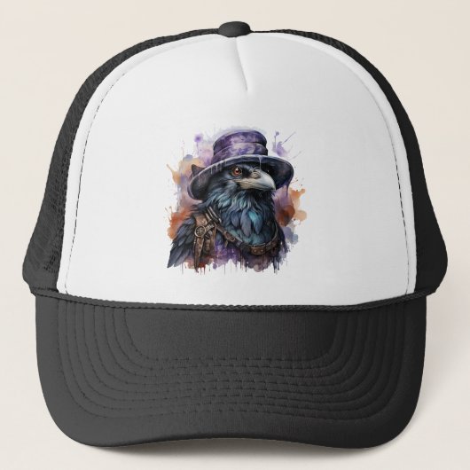 Casquette Assistant Aquarelle Raven Bird (Devant)