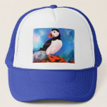 Casquette Atlantic Puffin Bird Trucker Hat - Painting<br><div class="desc">Beautiful Atlantic Puffin Bird Painting Migned Art Watercolor Clown Beak</div>