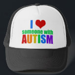 Casquette Autism Love Rainbow Family Support Coloré Cute<br><div class="desc">J'aime quelqu'un autiste. Montrez votre soutien à la personne autiste spéciale dans votre vie. Un grand cadeau pour les parents d'un enfant ayant des besoins spéciaux atteint d'autisme ou de syndrome d'Asperger. J'aime mon fils ou ma fille autiste. Aussi un beau cadeau pour une soeur ou un ami.</div>