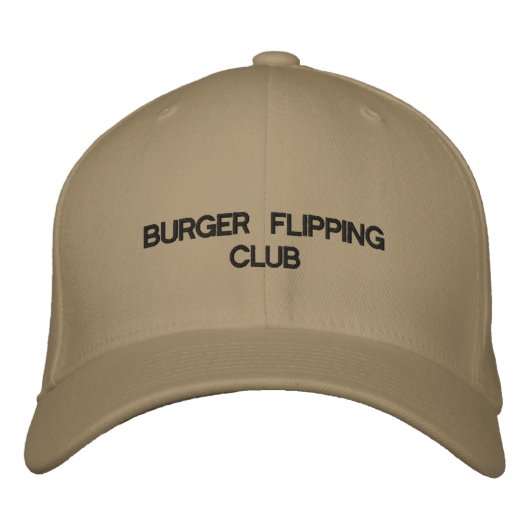 Casquette avec BURGER FLIPPING CLUB sur le devant. (Devant)