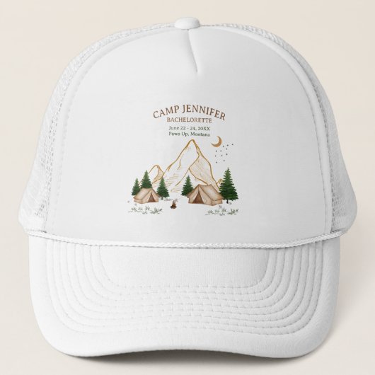 Casquette Aventure de week-end de camp de bachelorette (Devant)