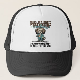 Casquette Avertissement de café de chien drôle Dessin de gra