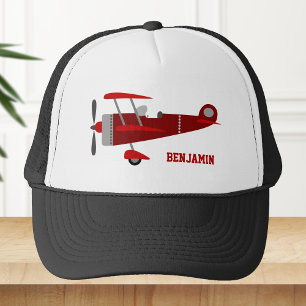 Casquette Avion Rouge Rétro Vintage Enfants