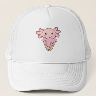 Casquette Axolotl Crème de glace rose gaufre Animaux doux