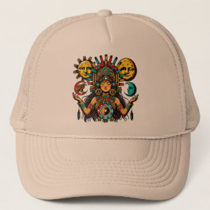 Casquette Aztec Indian woMan princesse lune de soleil Art po