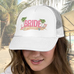 Casquette Bachelorette de la fête de plage rose mignonne<br><div class="desc">Jolie Bachelorette Rose Beach Bride Pour Être Trucker Chapeau. Un thème de plage cool aquarelle aux tons rose et turquoise, qui donne l'ambiance d'une escapade sur la plage avec la mariée et ses seins. Des voyages en Floride, en Californie, ou même quelque chose de plus international comme le Mexique, Hawaï...</div>