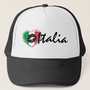 Casquette Baci Kiss Love Italie Italia Coeur Drapeau Trucker