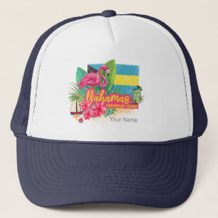 Casquette Bahamas rétro caraïbes île flamingo vintage