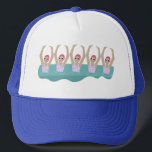 Casquette Baigneurs artistiques | Illustration de natation a<br><div class="desc">Illustration moderne cool des nageuses artistiques synchronisées dans un bassin. Les nageurs artistiques offrent un design cadeau dans des couleurs pastel. Cinq femmes nageuses en piscine. cadeau d'équipe de natation cool. cadeaux d'équipe de natation synchronisée, cadeau d'entraîneur d'équipe de natation synchronisée. Les nageuses artistiques Les équipes de filles vintages offrent...</div>