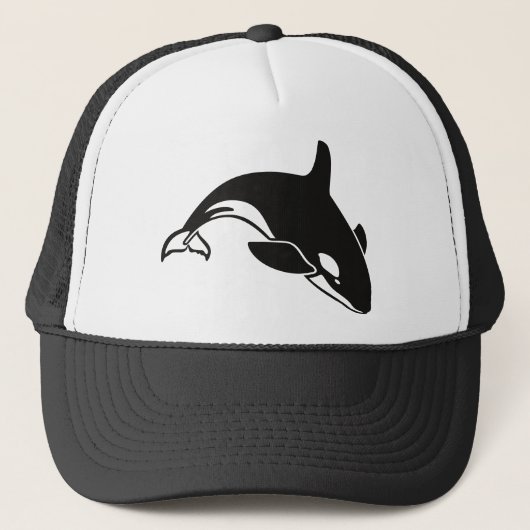 Casquette Baleine noire et blanche tueuse à Orca (Devant)