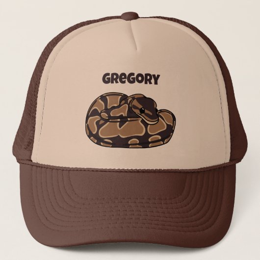 Casquette Ball Python Snake, Brown et Tan Personnalisé (Devant)