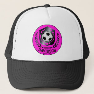 Casquette Balle de Football Rose Noir Avec Texte de Nom Pers