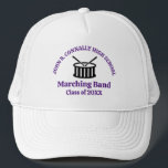 Casquette Bande de Marquage du secondaire personnalisé Purpl<br><div class="desc">Ce casquette de fanfare moderne du lycée présente le nom de l'élève et du groupe en violet sous la batterie. Customisez les membres symphoniques,  d'un ensemble de vent ou d'un groupe de concert ou leur directeur pour un grand cadeau de remise de diplômes.</div>