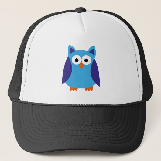 Casquette Bande dessinée bleue de hibou (Devant)