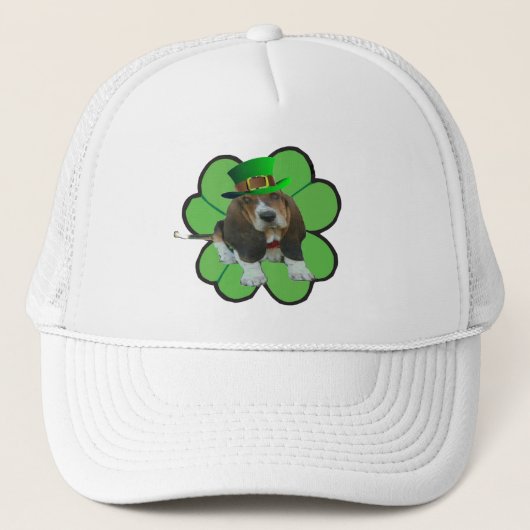 Casquette Basset Hound Happy St Patrick's Day Clov (Devant)