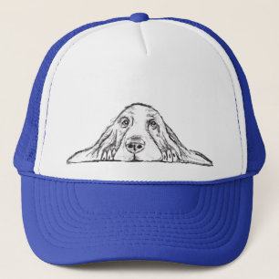 Casquette basset hound noir blanc yeux de chiot simple
